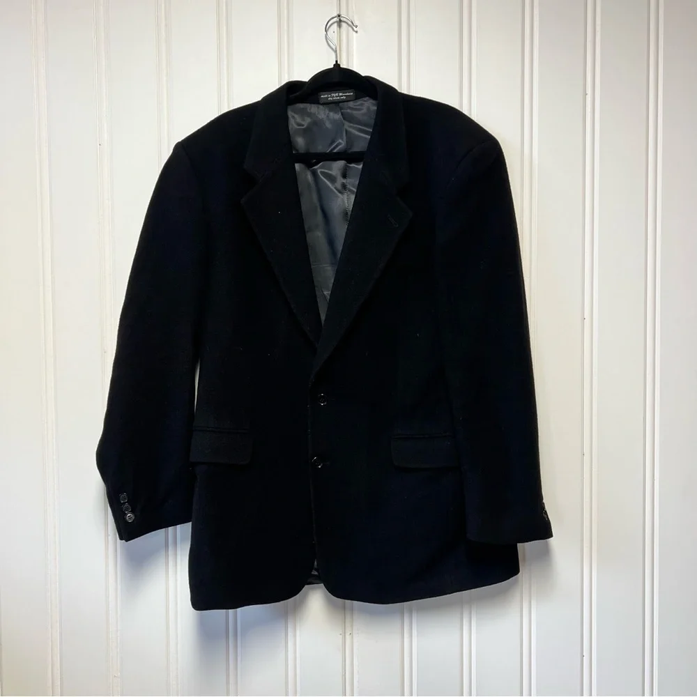 Gianfranco Ruffini Cashmere Blazer 41L Black Madein Italy Luxury Sport Coat Wool